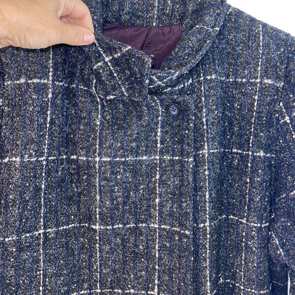 Saril Ltd Vintage Womens Coat Size Large Gray Plaid Pockets Knit Cuffs Pure Wool - Picture 7 of 10